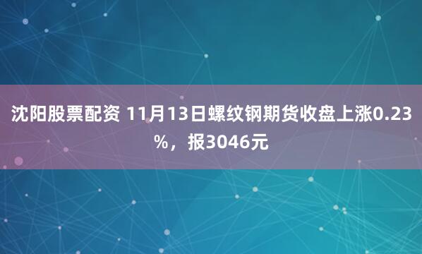 沈阳股票配资 11月13日螺纹钢期货收盘上涨0.23%，报3046元