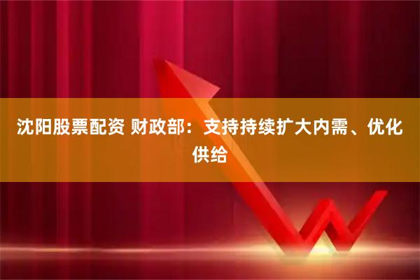 沈阳股票配资 财政部：支持持续扩大内需、优化供给